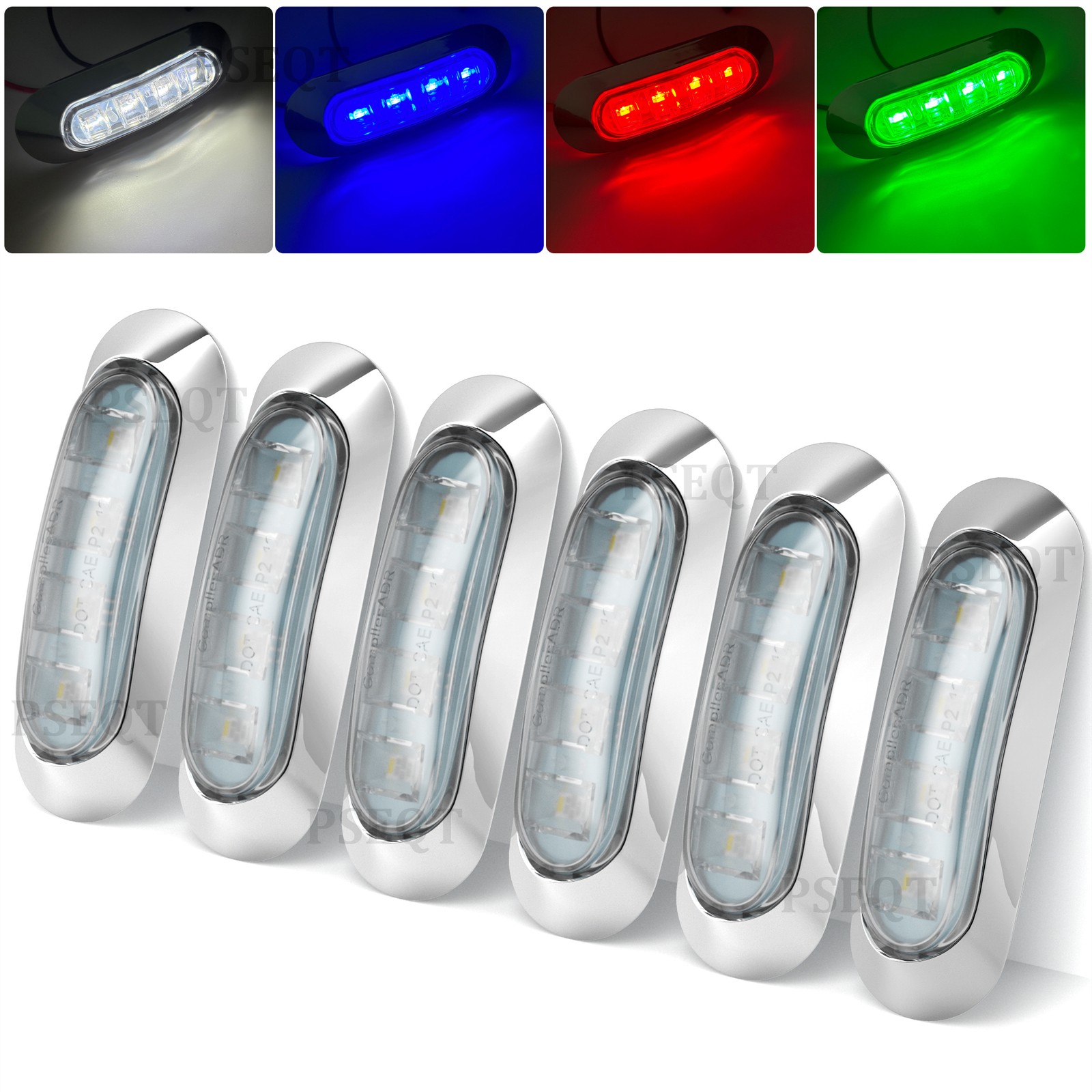 6X LED Boat Courtesy Light 4-color Oval 3.8'' Marine Interior Deck Stern Light