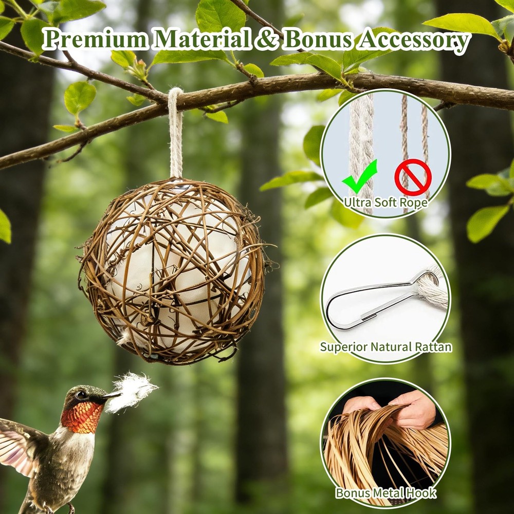 Gute Globe Hummingbird Nesters, Nesting 2Pack, Light Yellow&White