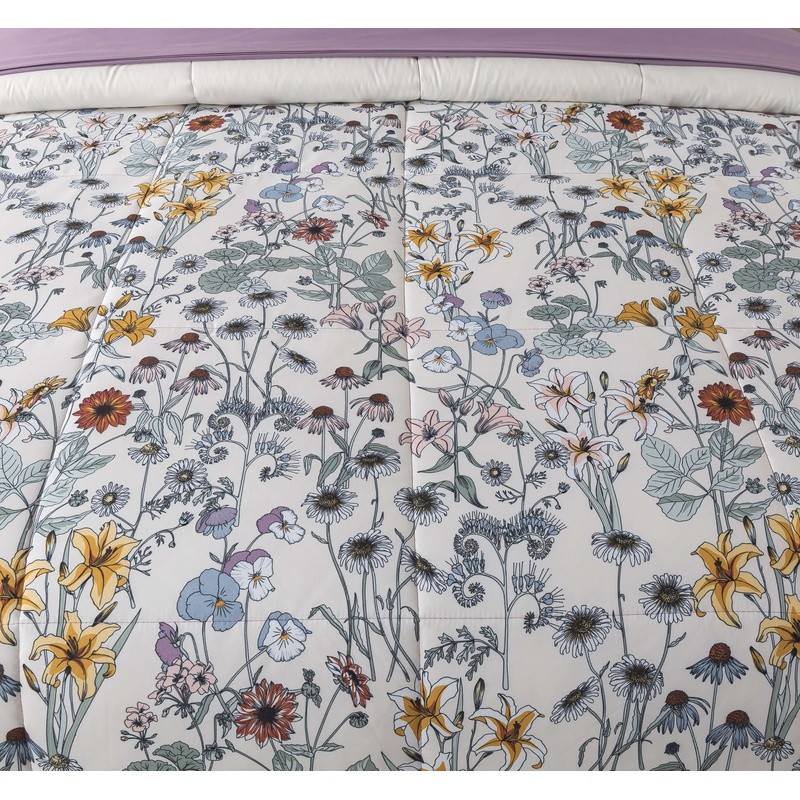 Reversible Floral Comforter Set Microfiber Bed-in-a-Bag 7 Piece Bedding Set New