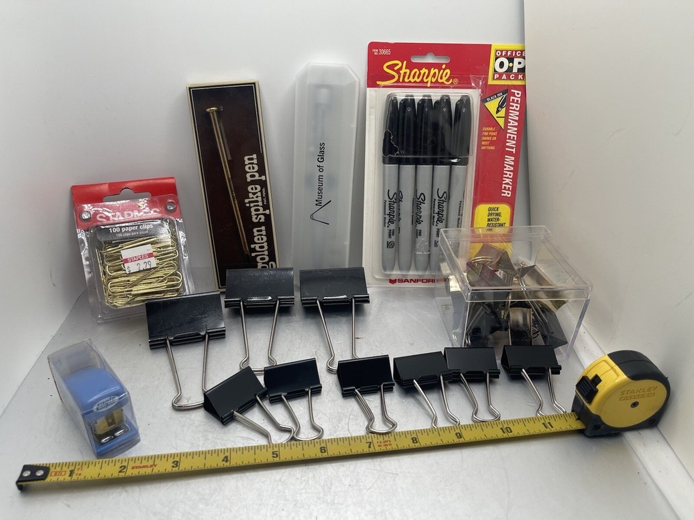 Binder Clips Paper Clamps Assorted Sizes Sharpies Stapler Paper Clips Office