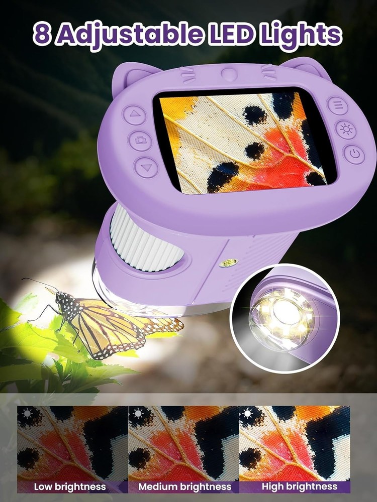 Handheld 1000X Microscope for Kids - Educational Fun with 2.4 Inch Screen