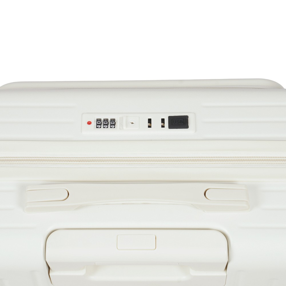 18" front Open Multi-function Suitcase Password Suitcase W/ USB Port+Cup holder