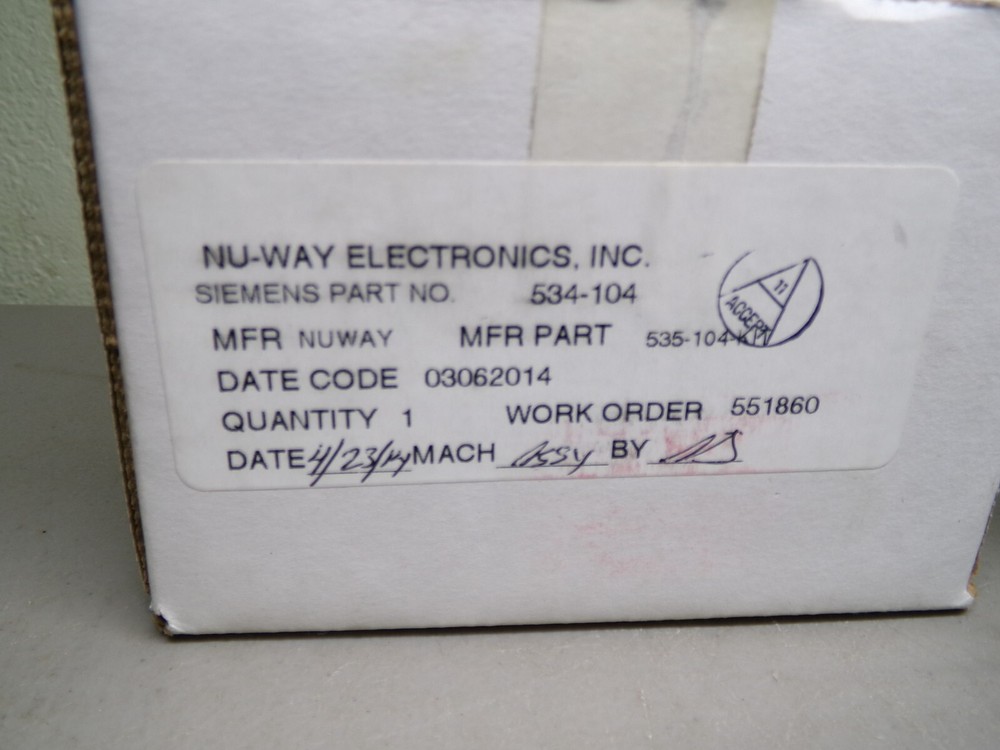 SIEMENS/NU-WAY ELECTRONICS 534-104 PLUG-IN CLASS 2 TRANSFORMER