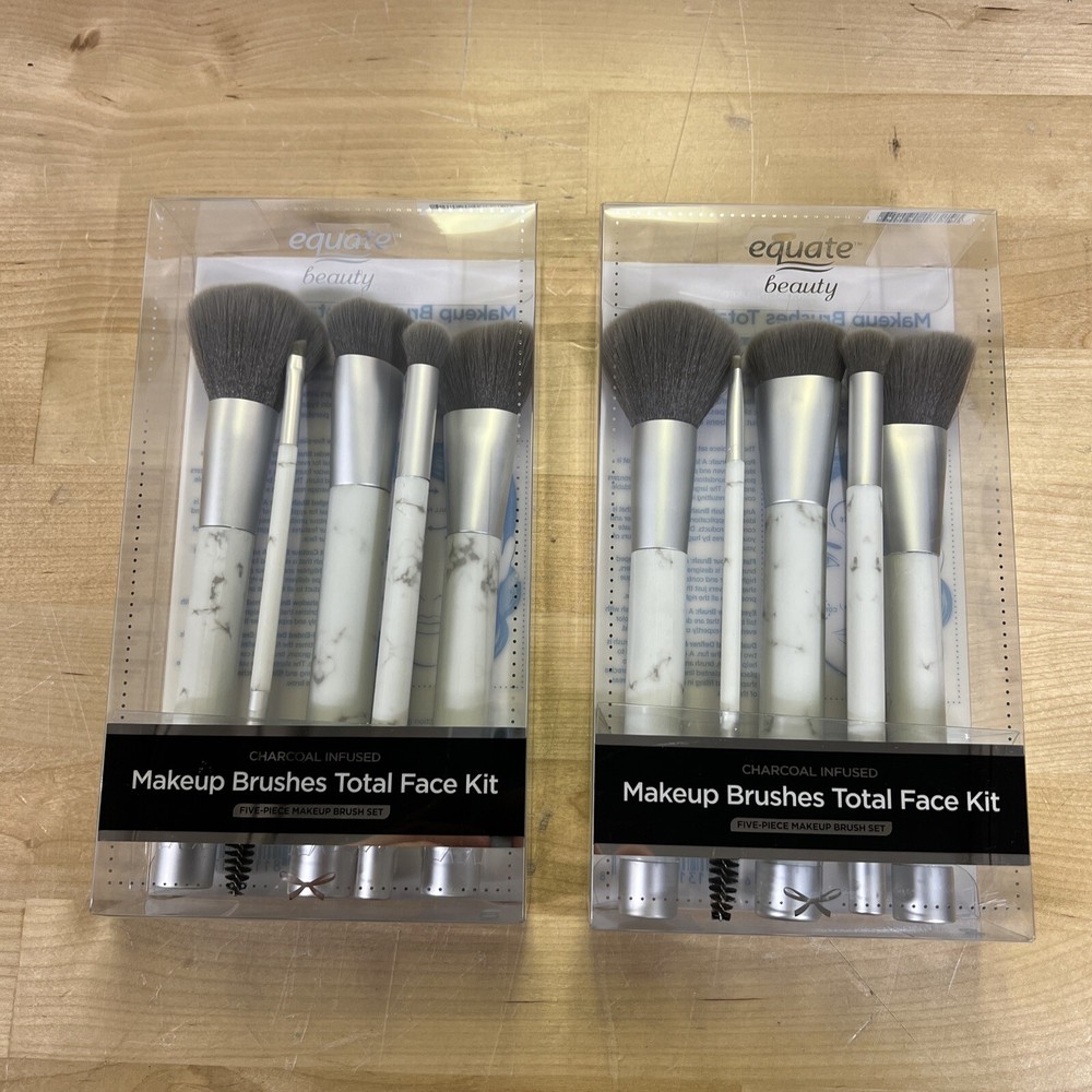 (2 PACK) Equate Charcoal Infused Makeup Brush Total Face Kit