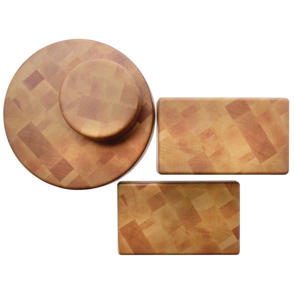 HUBERT Display Riser Butcher Block Look Rectangular Made of Melamine and Bamboo