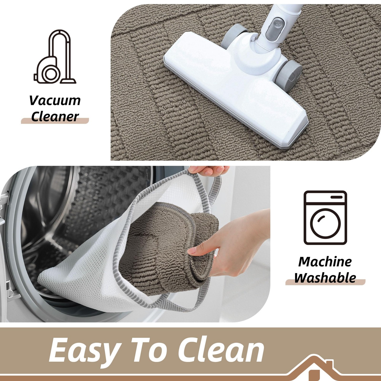 BEQHAUSE 30x18 Inch Kitchen Rug Mat Durable 18"X30" + 18"X30", Taupe