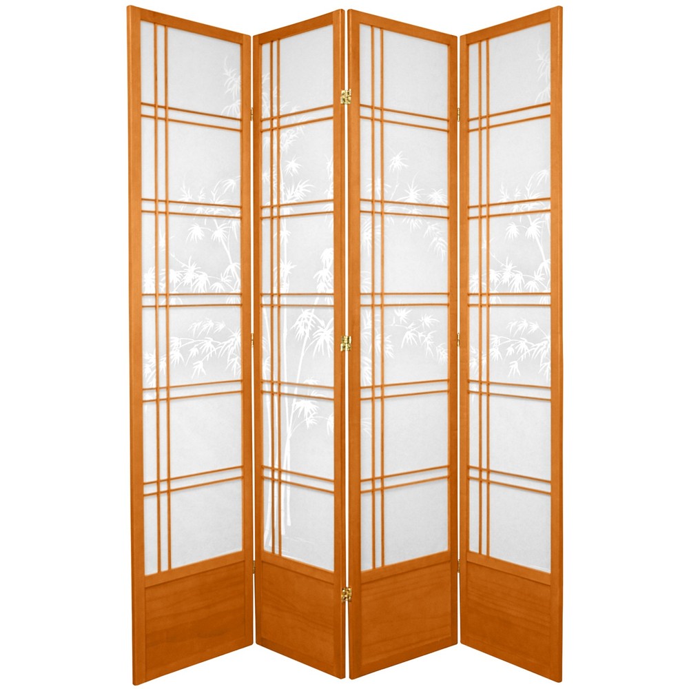 7 ft. Tall Bamboo Tree Shoji Screen - Honey - 4 Panels (C)