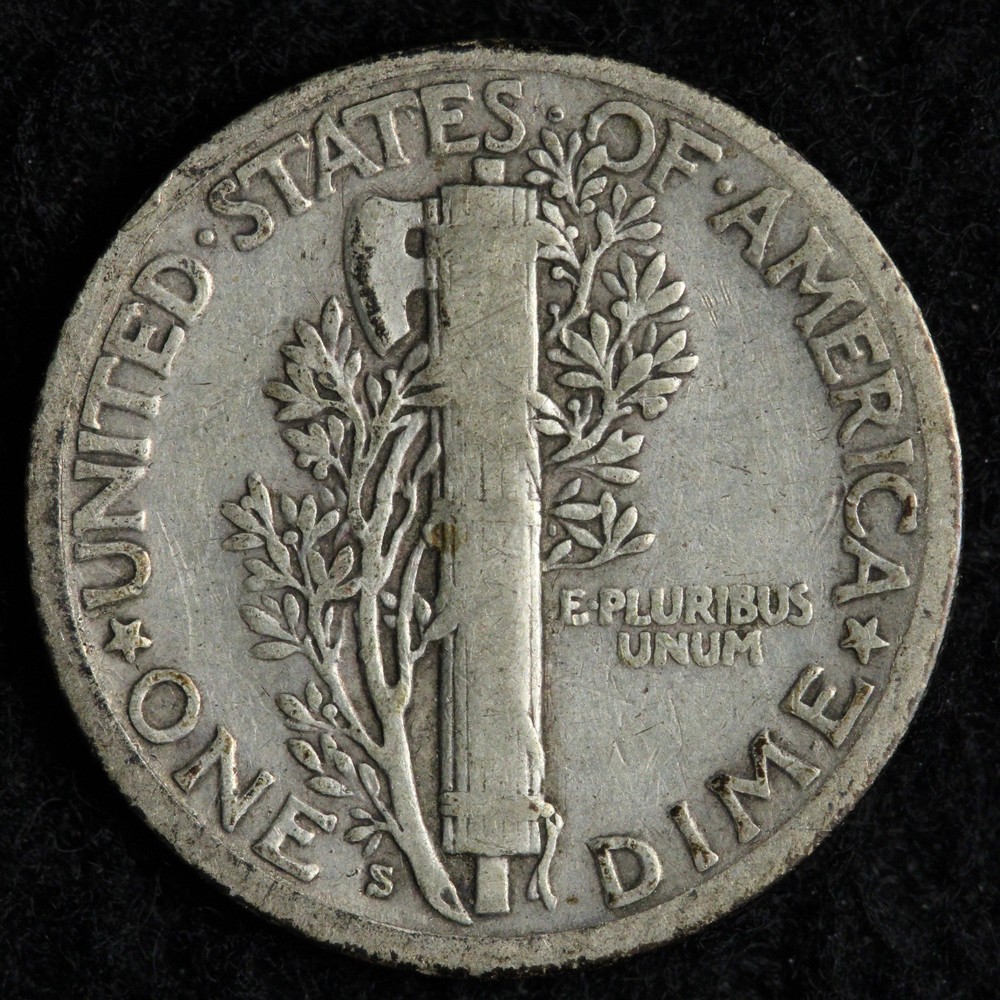 1924-S Mercury Silver Dime FINE+/VF E252 VKL