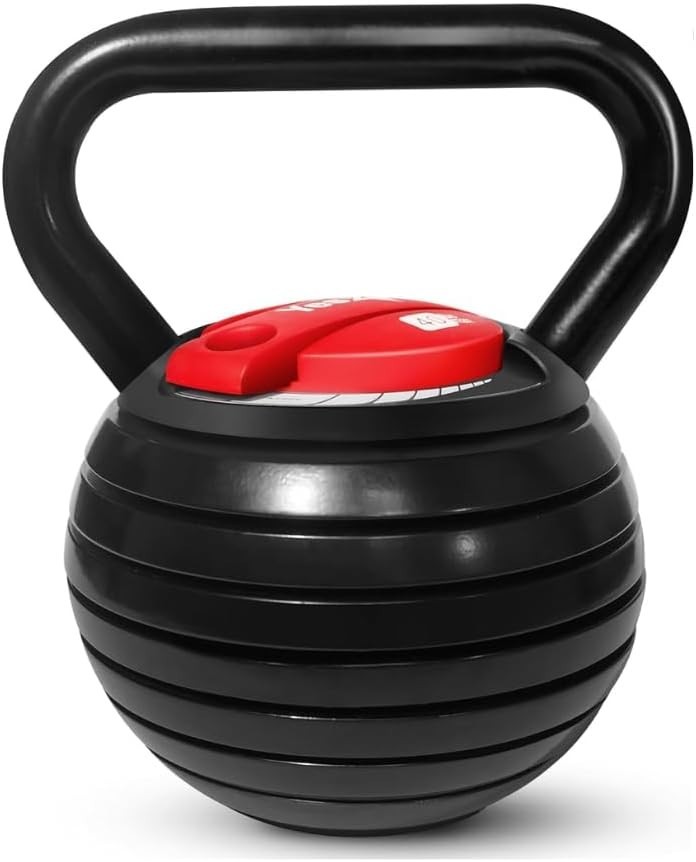 40 LB Heavy-Duty Adjustable Kettlebell - Solid Cast Iron with Quick Adjustments