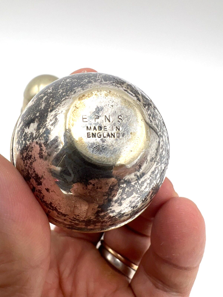 EPNS Silverplated Salt Shaker and Hinged Mustard Pot Made in England