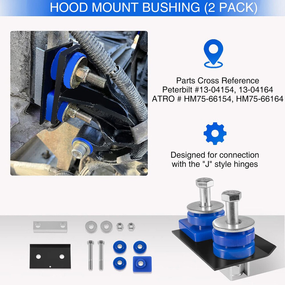 Engine Hood Hinge Pivot Bushing Kit Mounting Bolt Full Set For Peterbilt 378 379