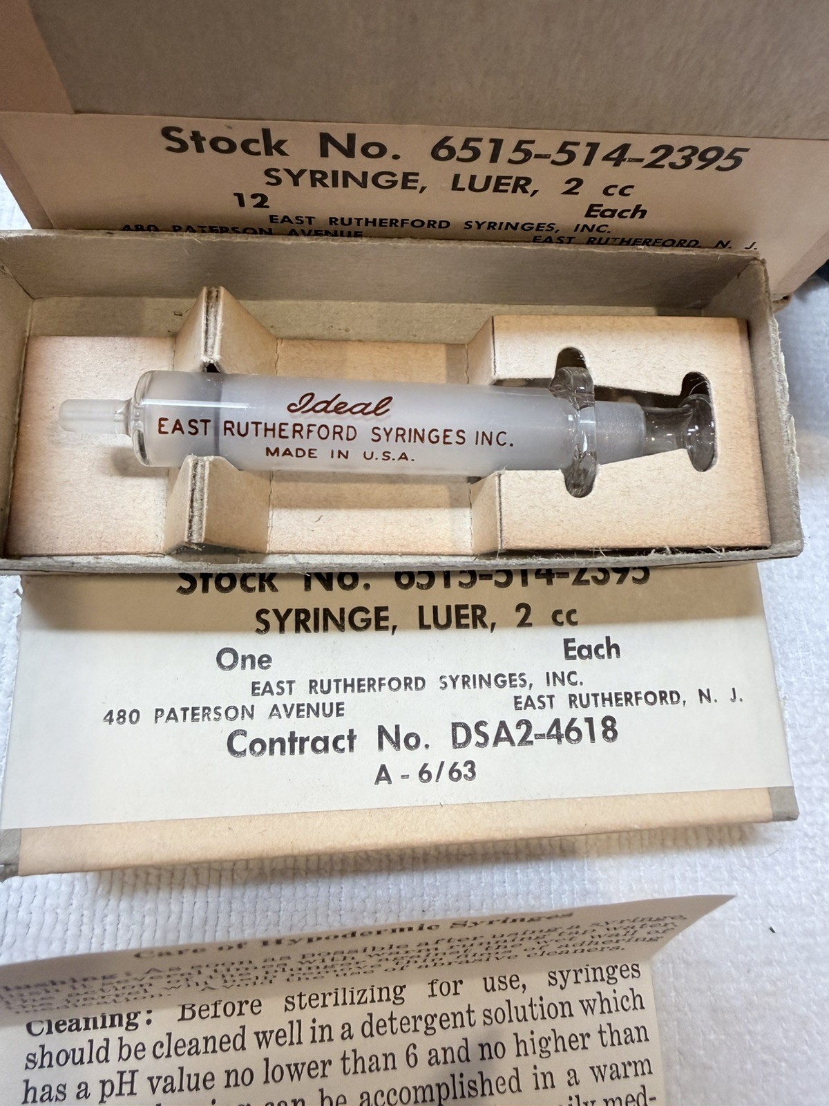 Vintage New/Old Stock Hospital Medical Syringe Equipment WW2-1950’s