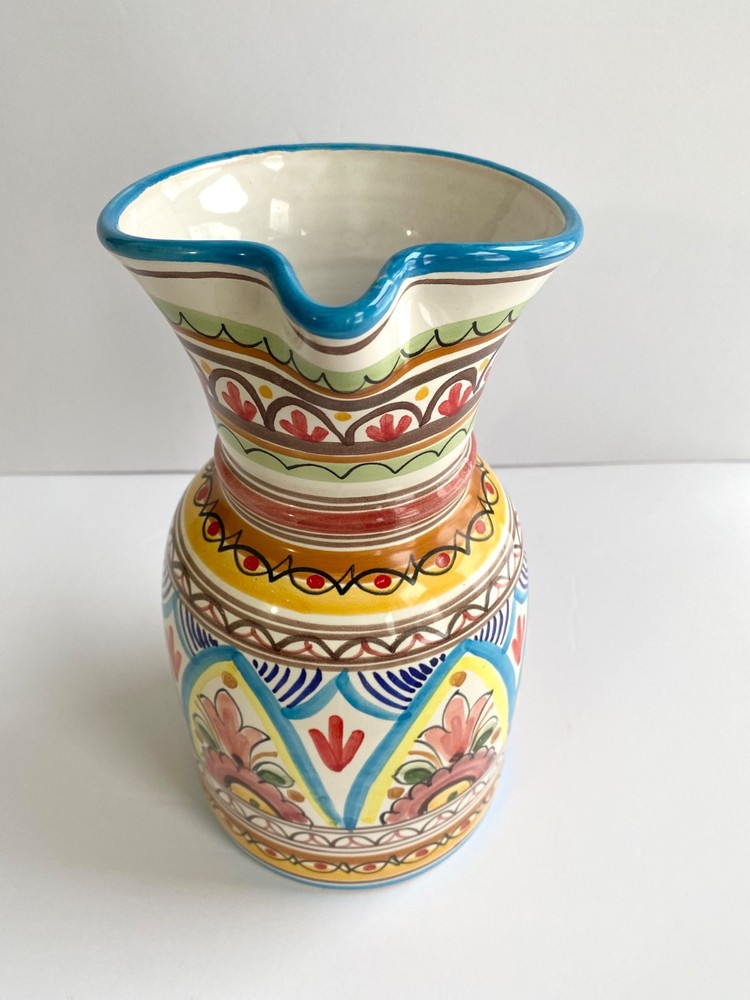 Ceramical Spain Unique Light Blue Design Drinking Pouring Pitcher Spanish Nice