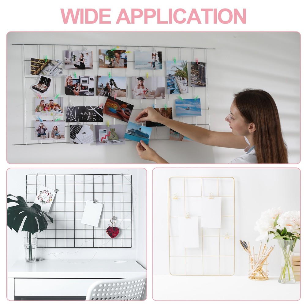 37"x18" Wire Grid Panel 2 Pcs Wall Grid Decorative Board Photo Display White
