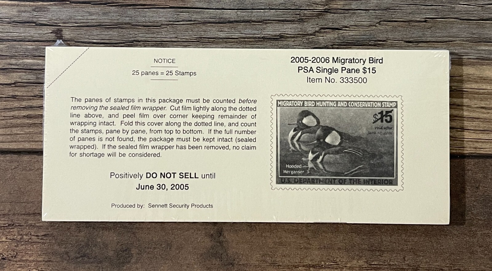 #RW72A 2005 / 2006 - US Federal Duck Stamp - LotP **New From Sealed Pack**