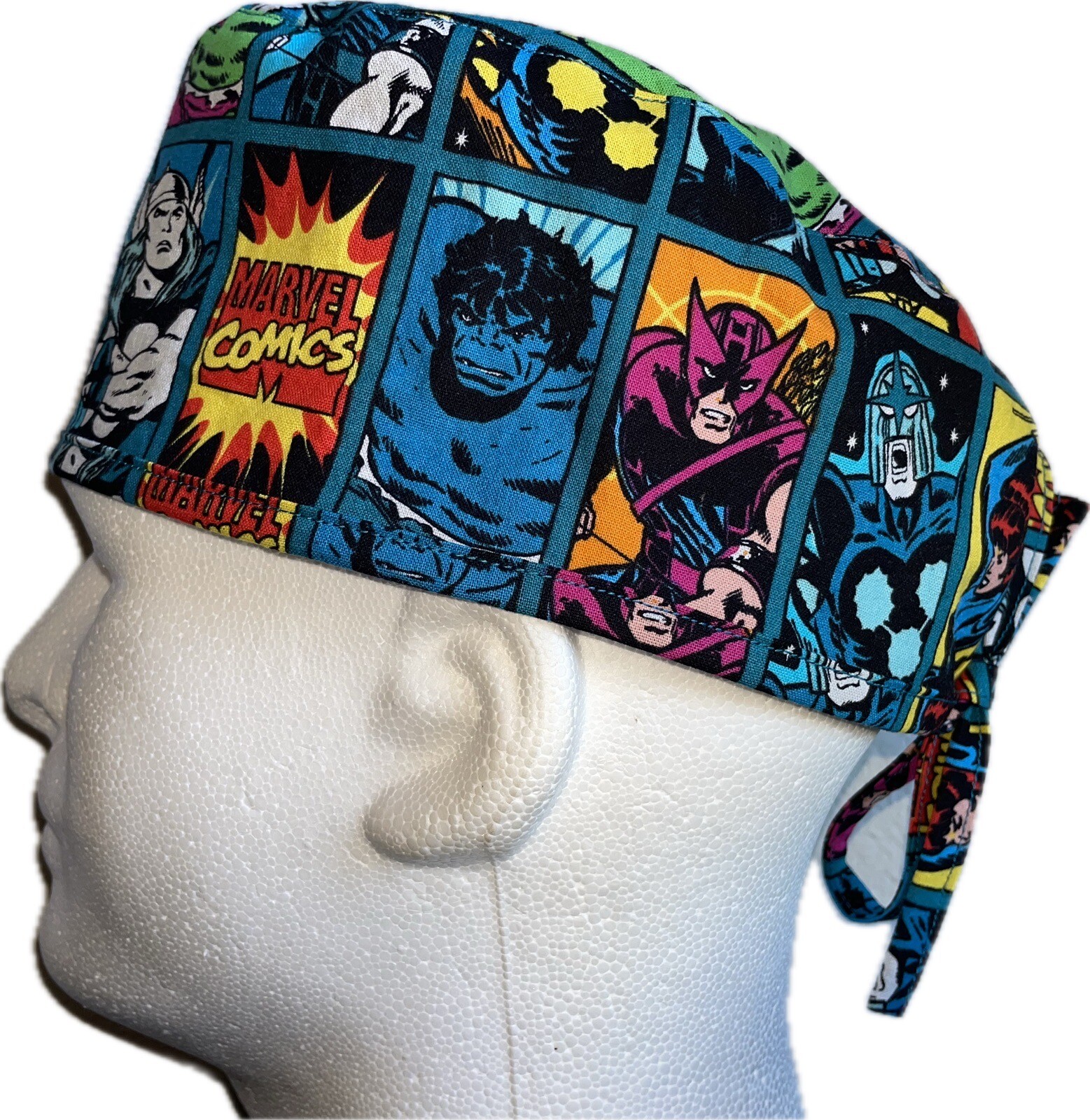 Marvel Characters Teal Scrub Hat Chemo Cap