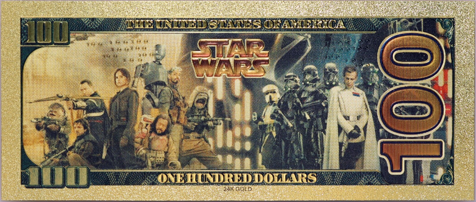 Lot of 8 Star Wars Darth Vader Yoda Luke Han Boba Fett Gold Foil Notes Set XS12