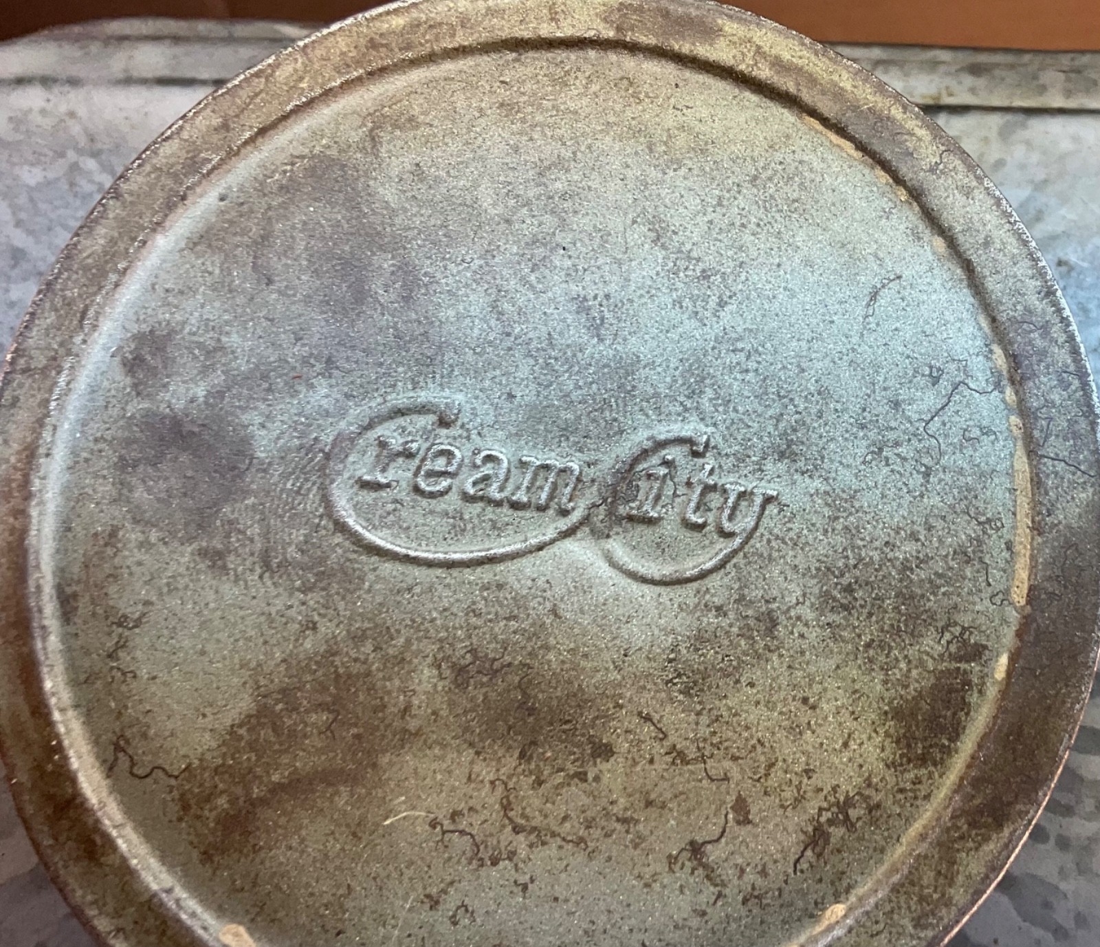 #278 MARKED CREAM CITY GREY GRANITEWARE MINERS RAILROAD LUNCH PAIL 5 PCS 8" TALL