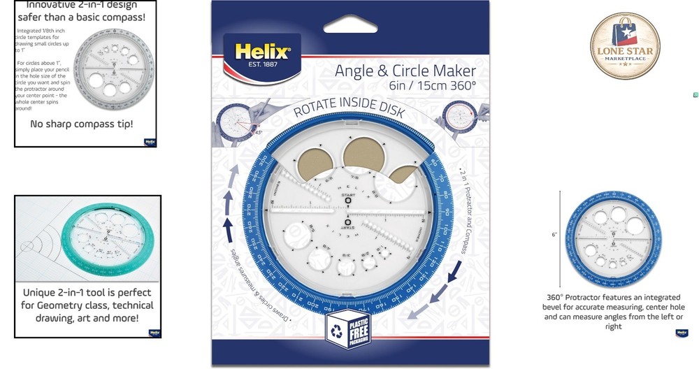 User-Friendly 6-Inch Angle Maker with Templates - Ideal for Geometry Enthusiasts