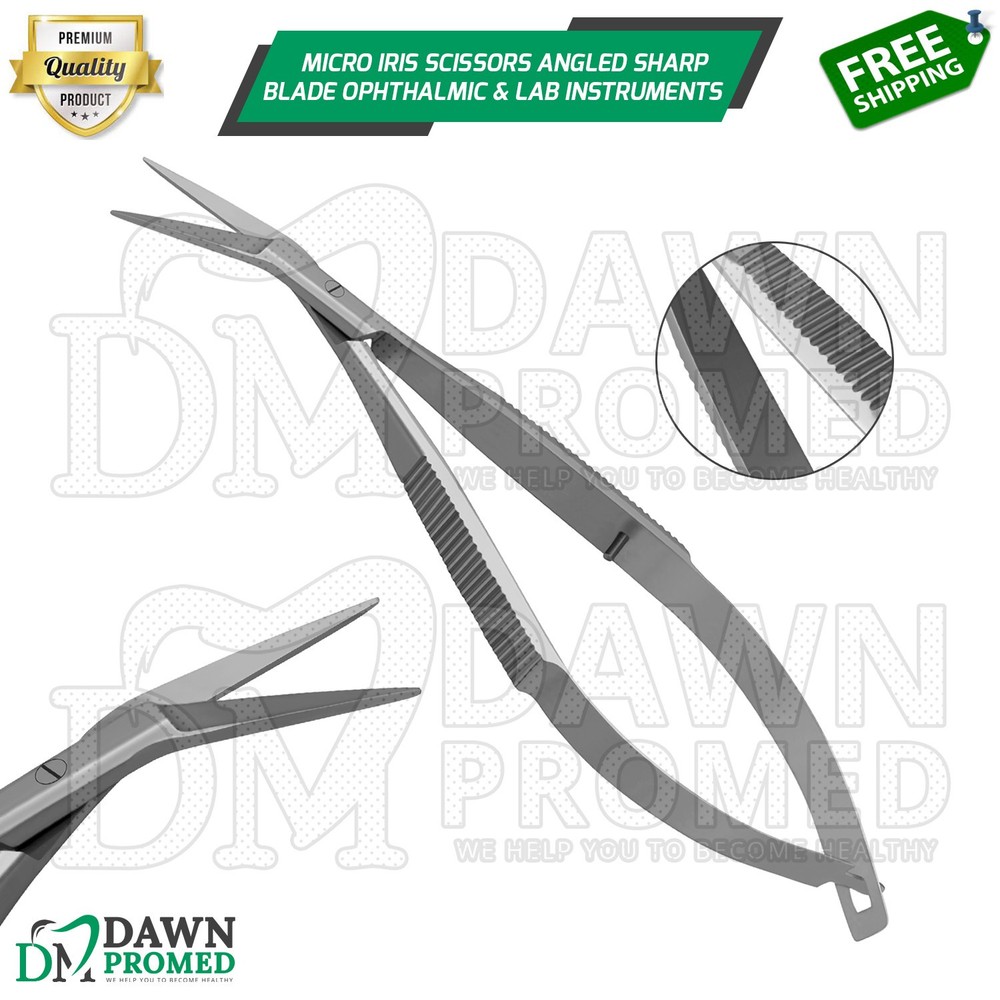 Micro Iris Scissors 4.5" Angled Sharp Blades Ophthalmic & Lab Instruments