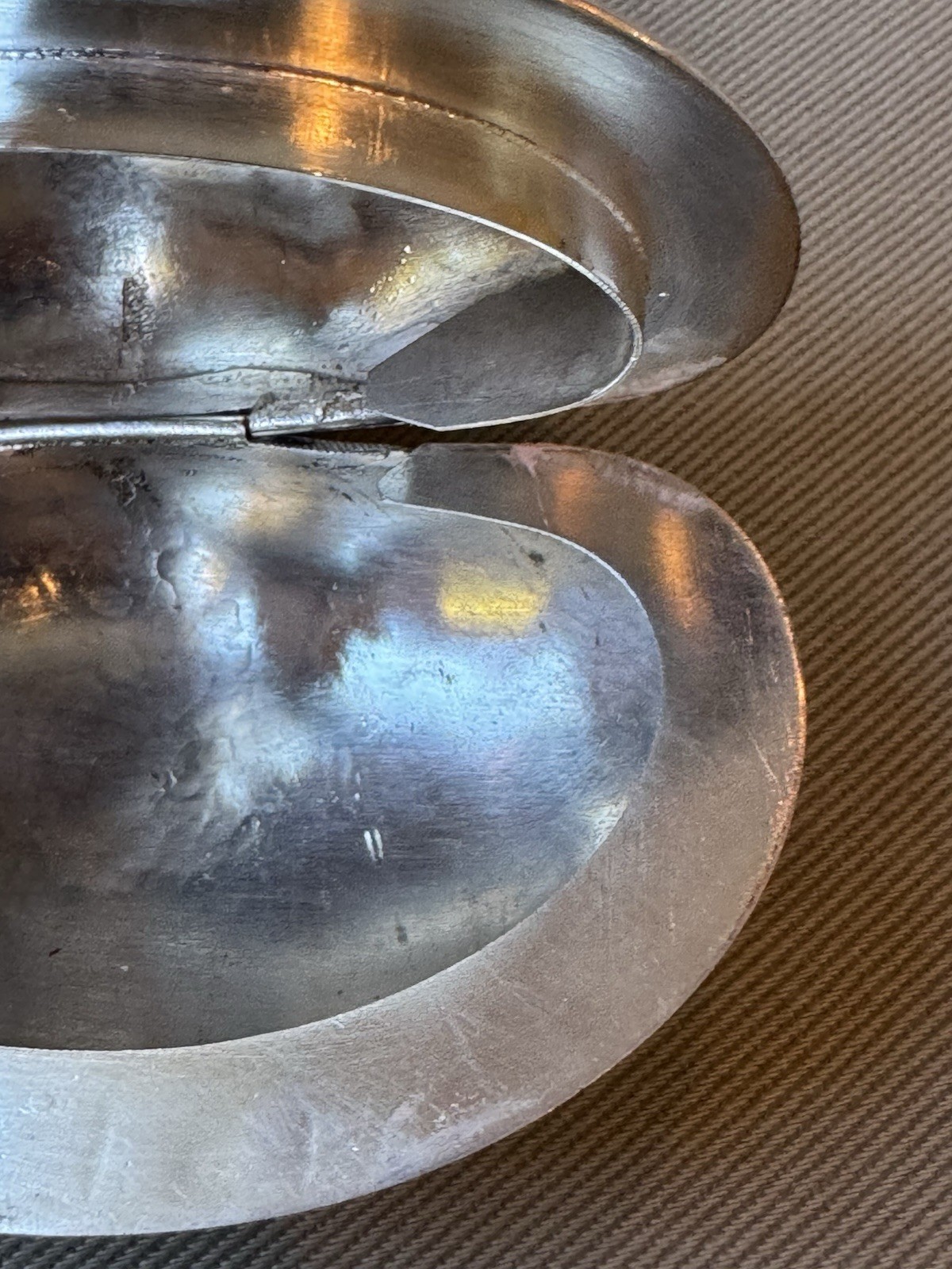 Antique Hallmarked Thailand? 90 Sterling Silver 4.25” Hinged Clam Shell Box