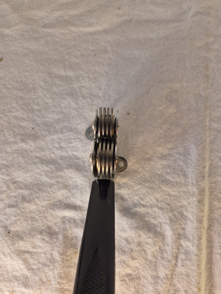 Vintage Ecko Pull Through Chromium Plated Knife Sharpener with Black Handle