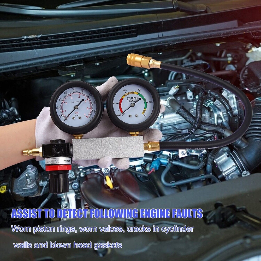 Cylinder Leak Down Tester Engine Compression Diagnosis Gauges Detector Leakage