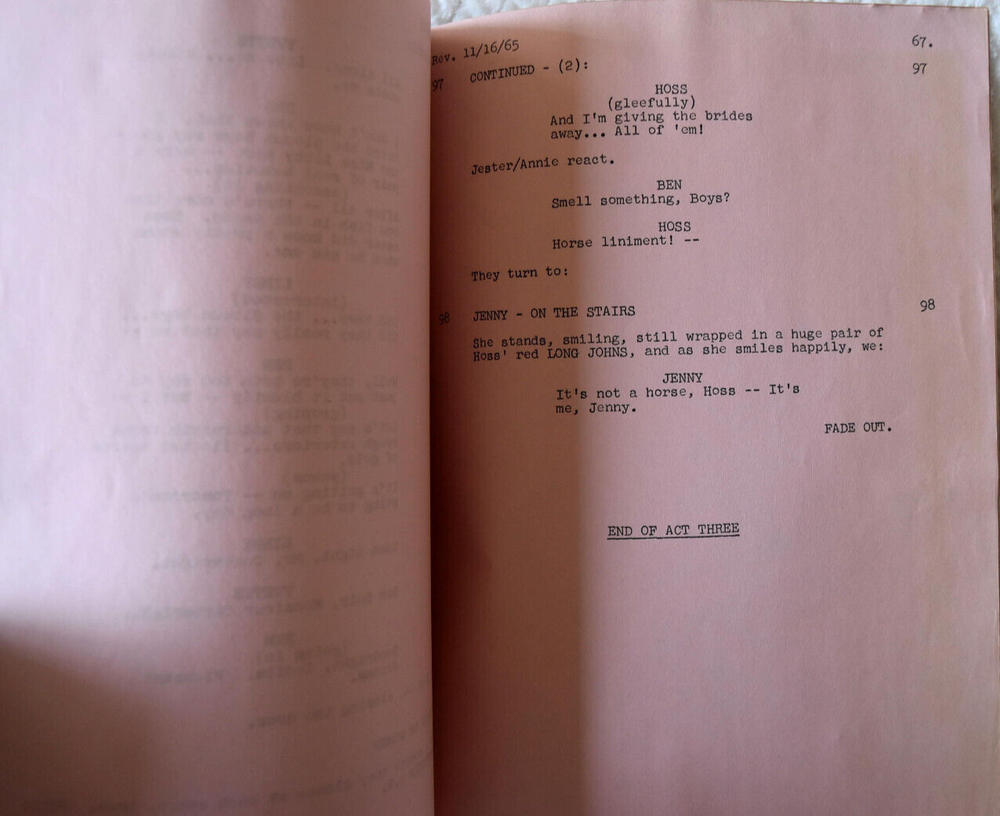 1965 Bonanza "Three Brides for Ross" Original Screenplay Script