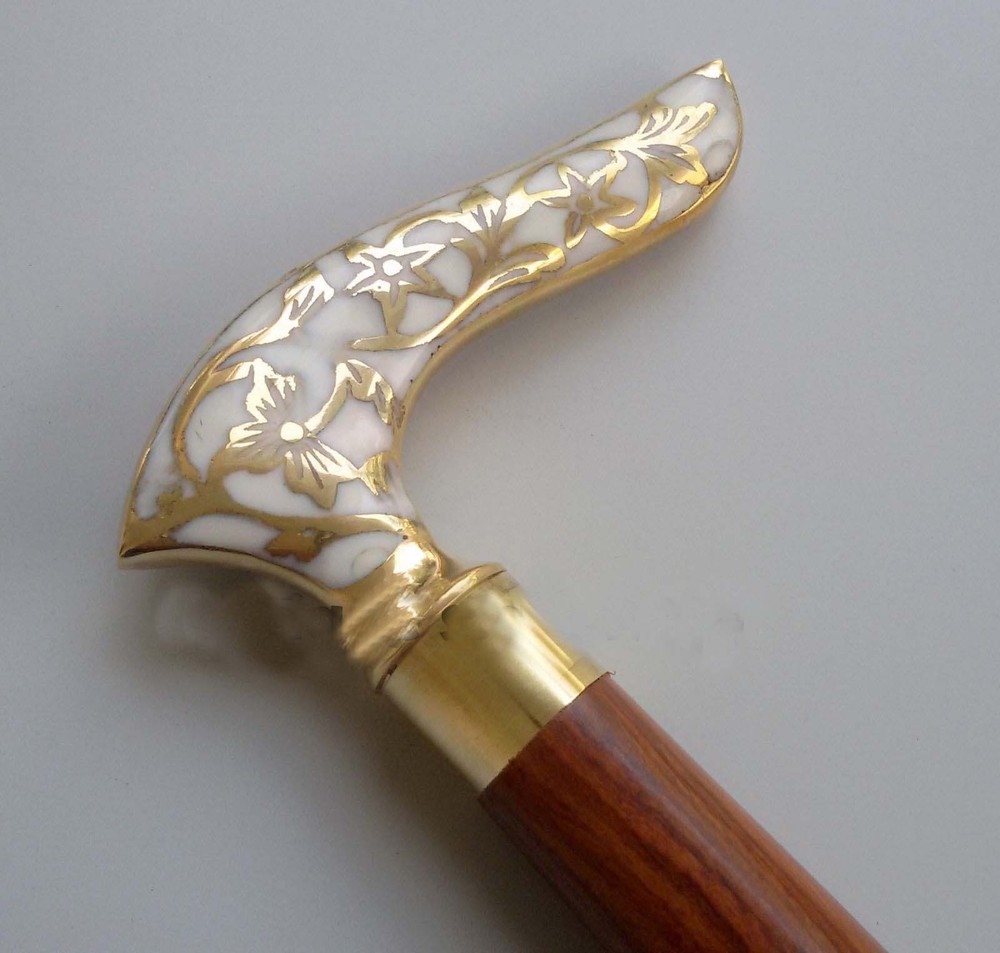 NAUTICAL BRASS HANDLE ANTIQUE NAUTICAL SOLID WALKING CANE 36"