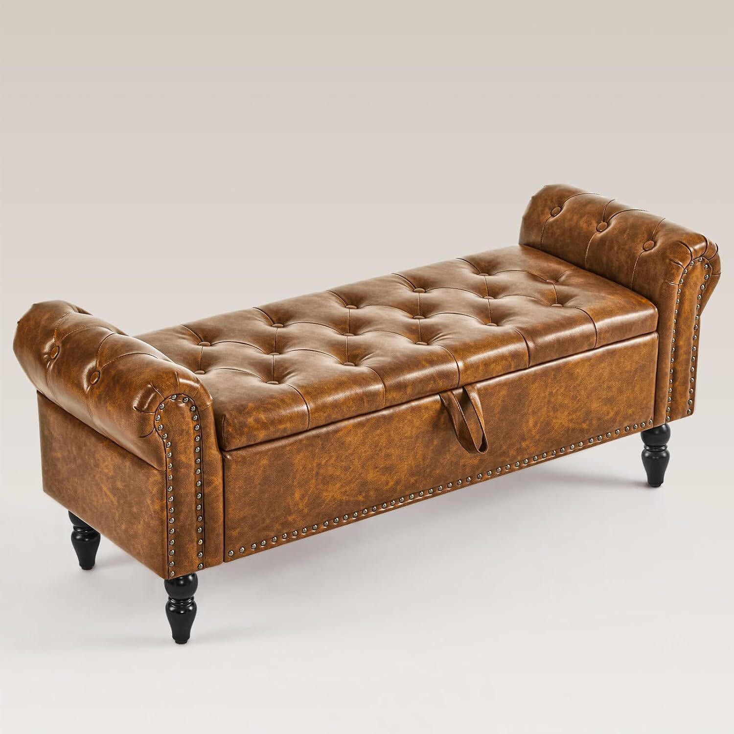 Furnimart Storage Bedroom Bench for End of Bed,Faux Leather Upholstered Ottoman