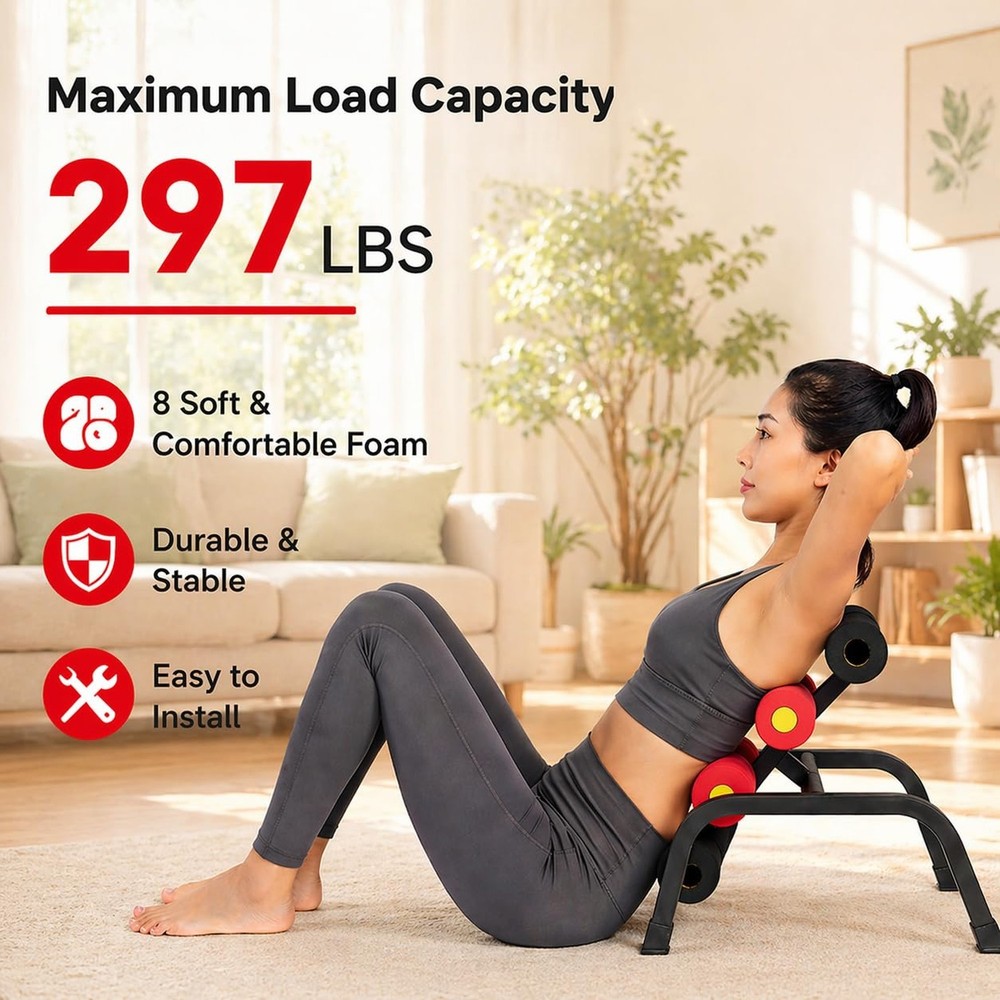 Mini Inversion Table with Back Massage Roller, Back Stretching Machine for Ba...