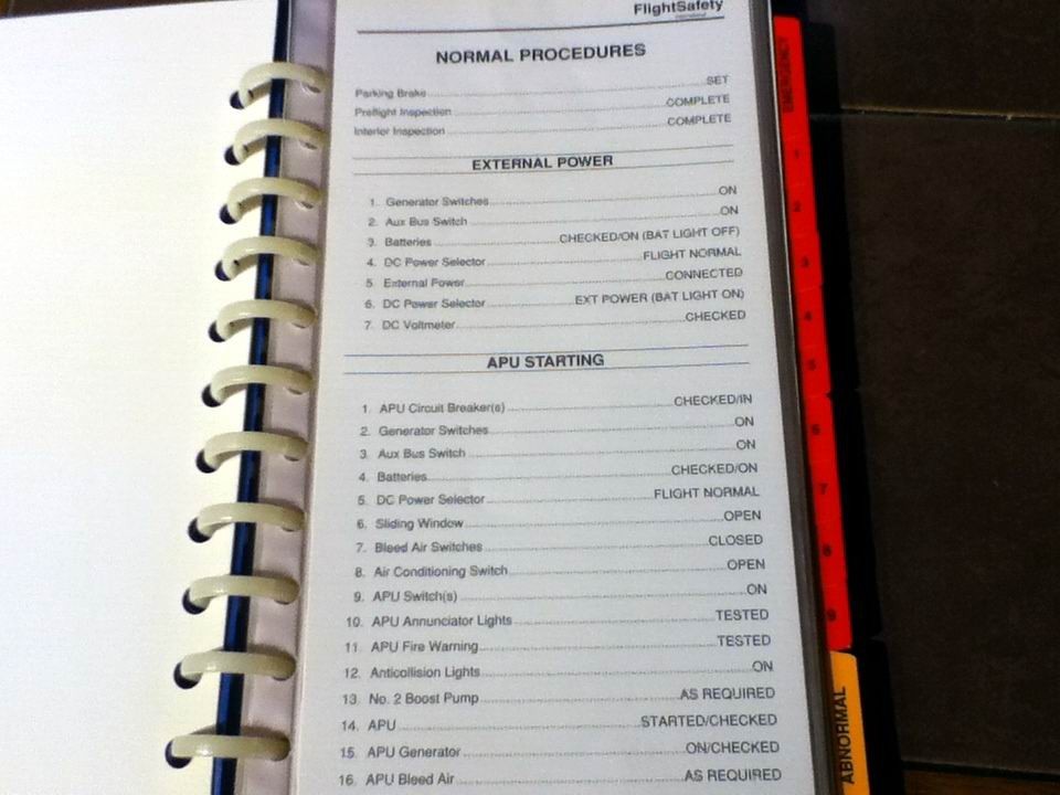 Falcon 20 Models C, D, E & F Pilots Checklist
