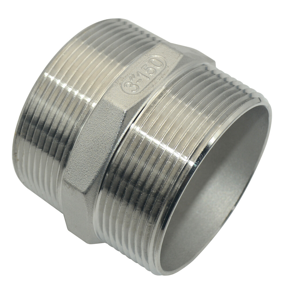 3" inch Male to Male Pipe Fitting Hex Nipple NPT Stainless Steel 304 connector