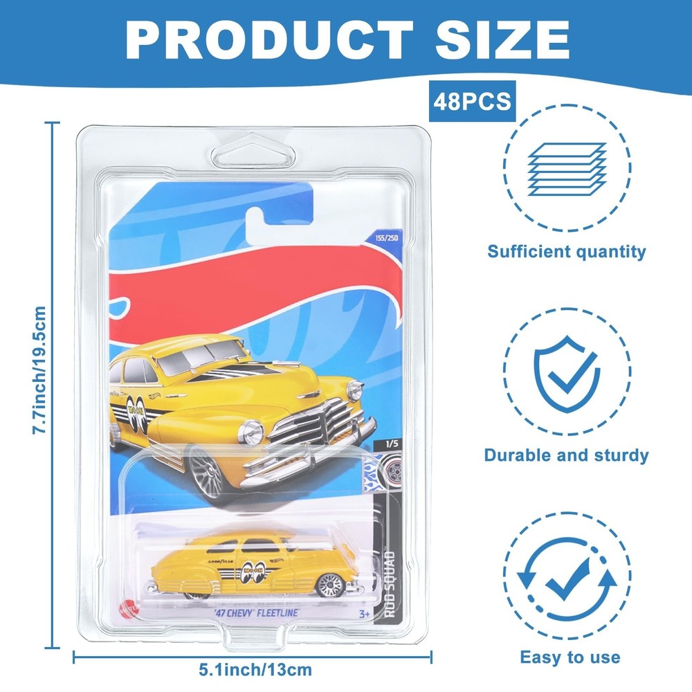 48 Pcs Clear Protector Cases Model Car Clamshell Cases Display Case, Clear Pr...