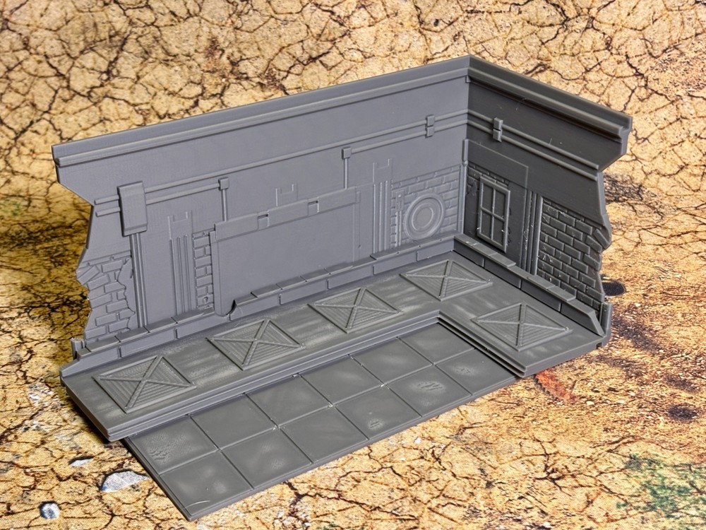 Plastic UKTC 40k Terrain Small L Ruin (1 Piece) - Easy stack system - Right hand