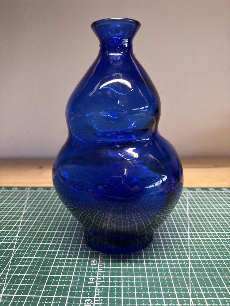 Blue Glass Case Modern Design 10” Tall