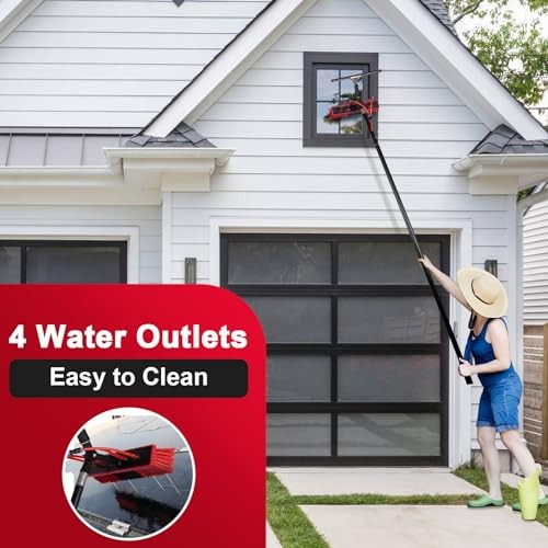 Water Fed Pole Kit, Rotatable Solar Panel Cleaning Brush & Squeegee, Small 35ft