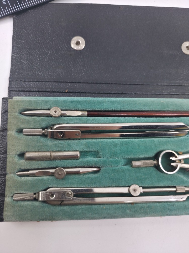Vintage 1950s Siebenhaar Co. Germany Cased Drafting Tool Set Drawing Instruments