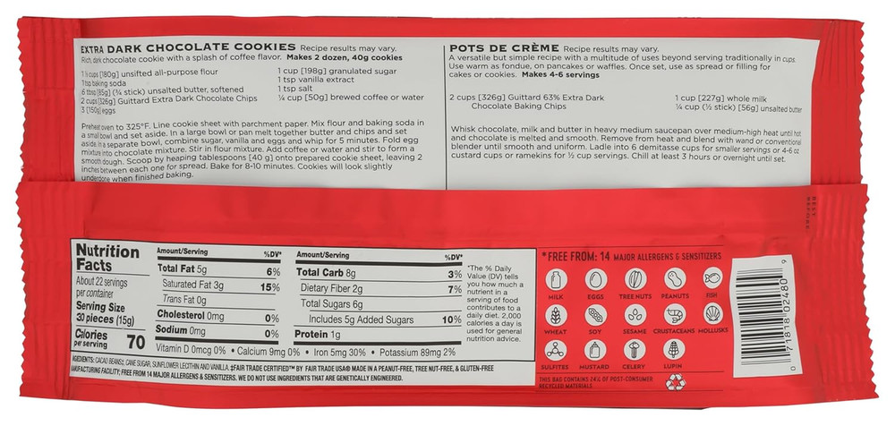 Baking Chips, 63% Extra Dark Chocolate, 11.5 Oz