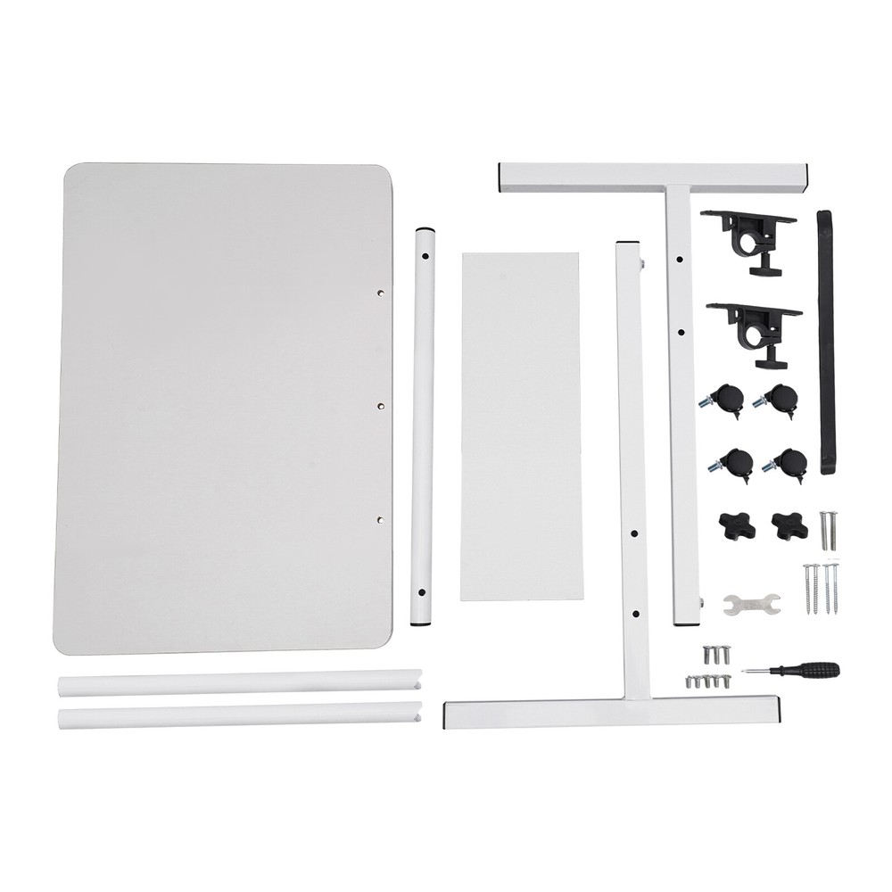 Rolling Laptop Desk Adjustable Height Computer Table Stand up Office Workstation