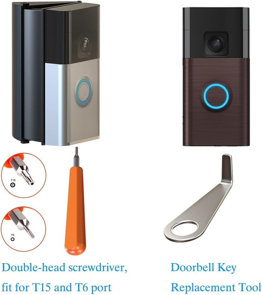 Enhanced Viewing Range Video Doorbell Mount - Adjustable 30-55 Degrees Black