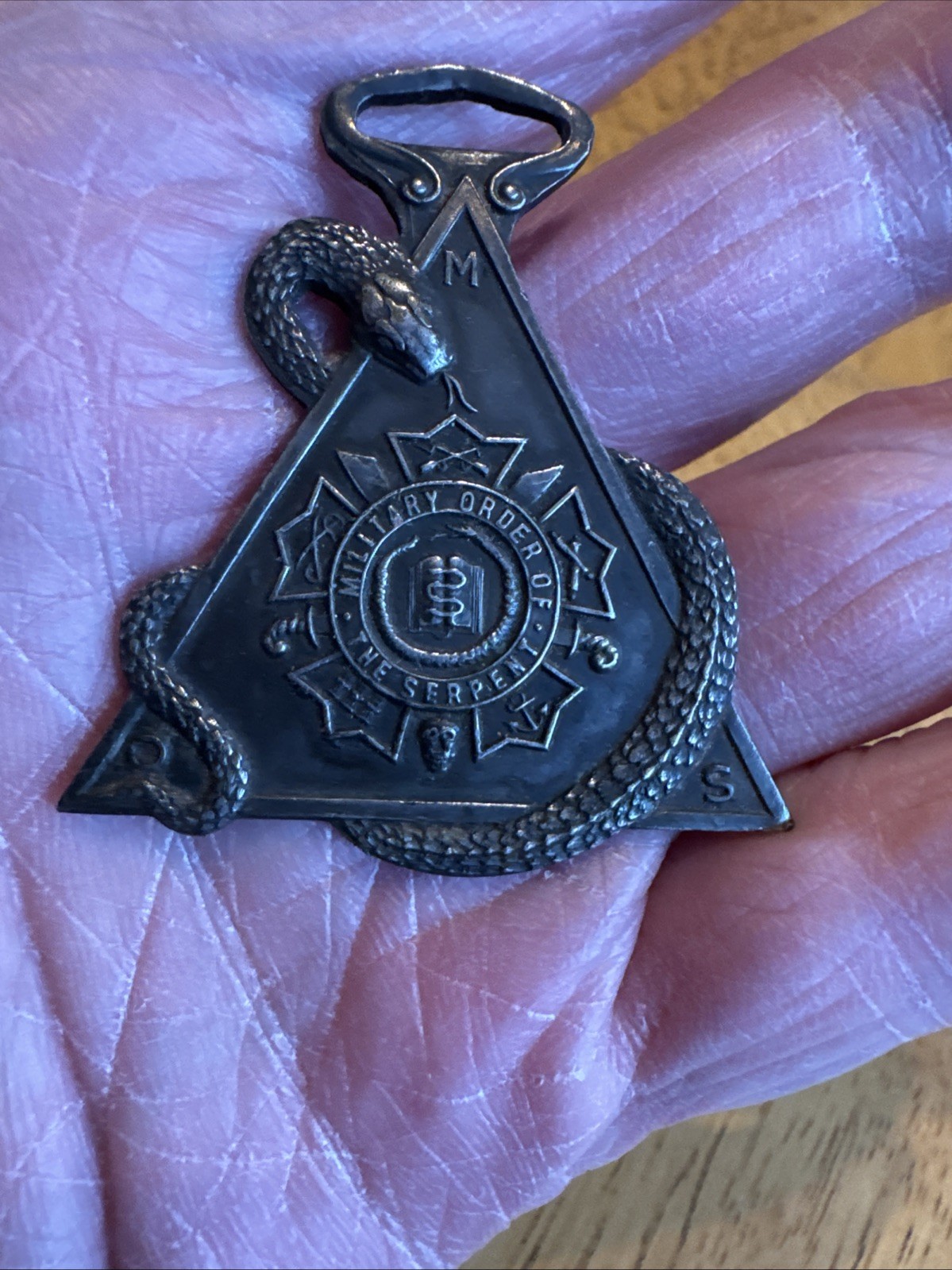 Vintage Military Order of the Serpent Medal Watch Fob MOS Spanish American War