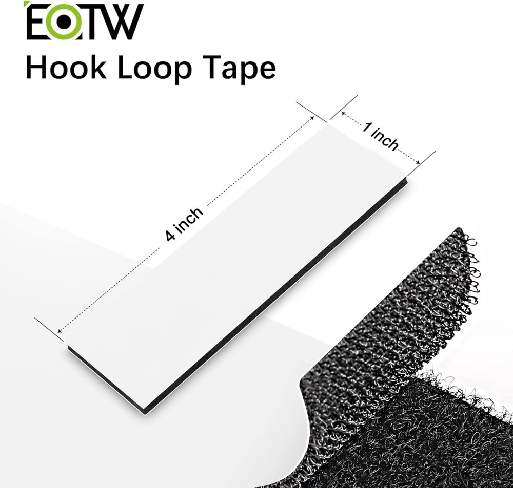 12 Pack Double-Sided Hook and Loop Tape - Black, Reusable, Easy to Use Adhesive