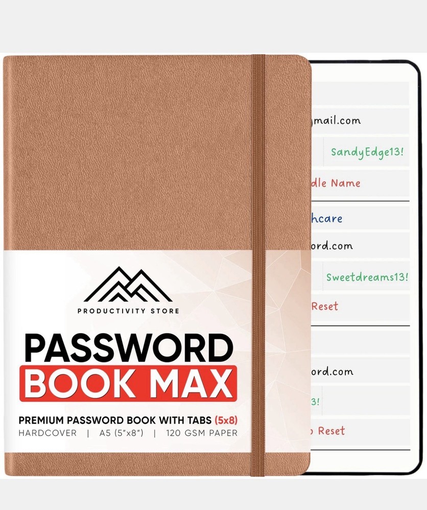 Password Book Max Medium Pink 5x8”