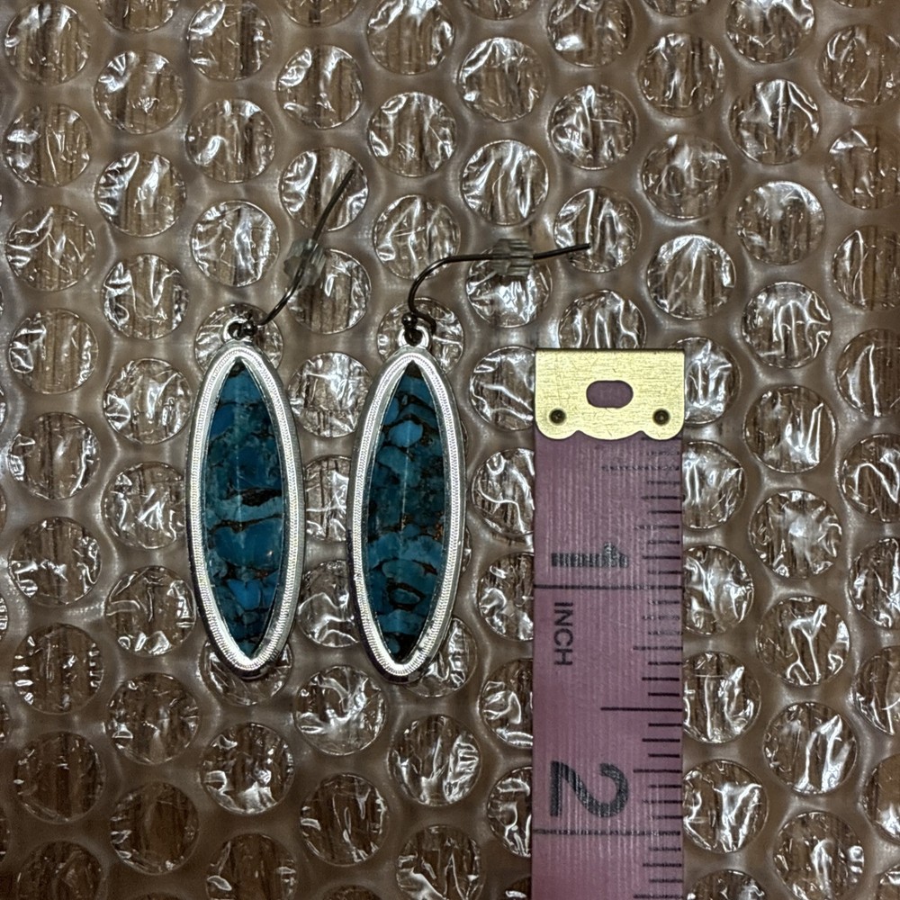 Copper Turquoise Gemstone Solid 925 Sterling Silver Drop Dangle Earrings