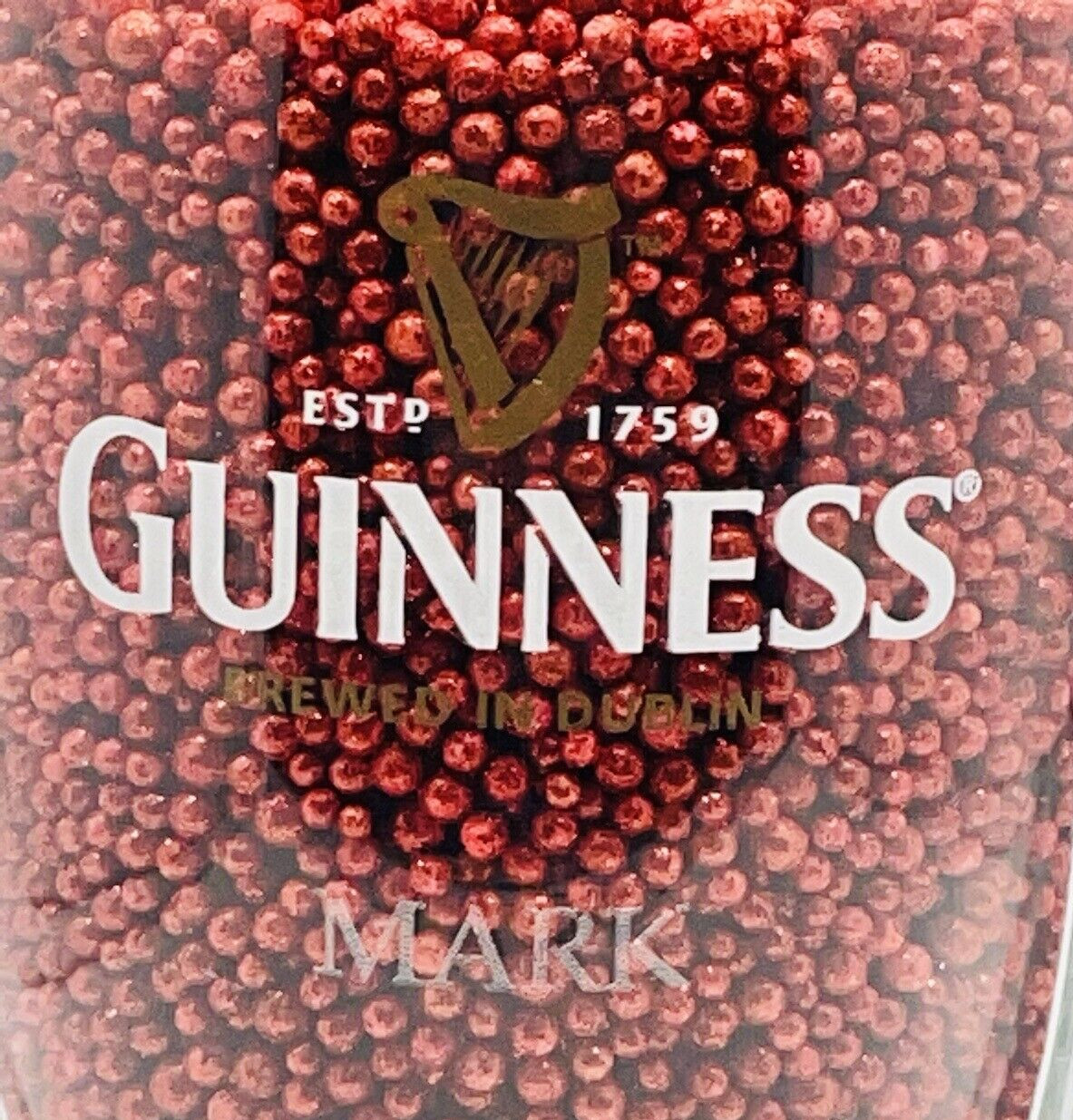 Guinness Brewed In Dublin Beer Pint Glass 3 D Harp Man Cave piece 16 oz MARK