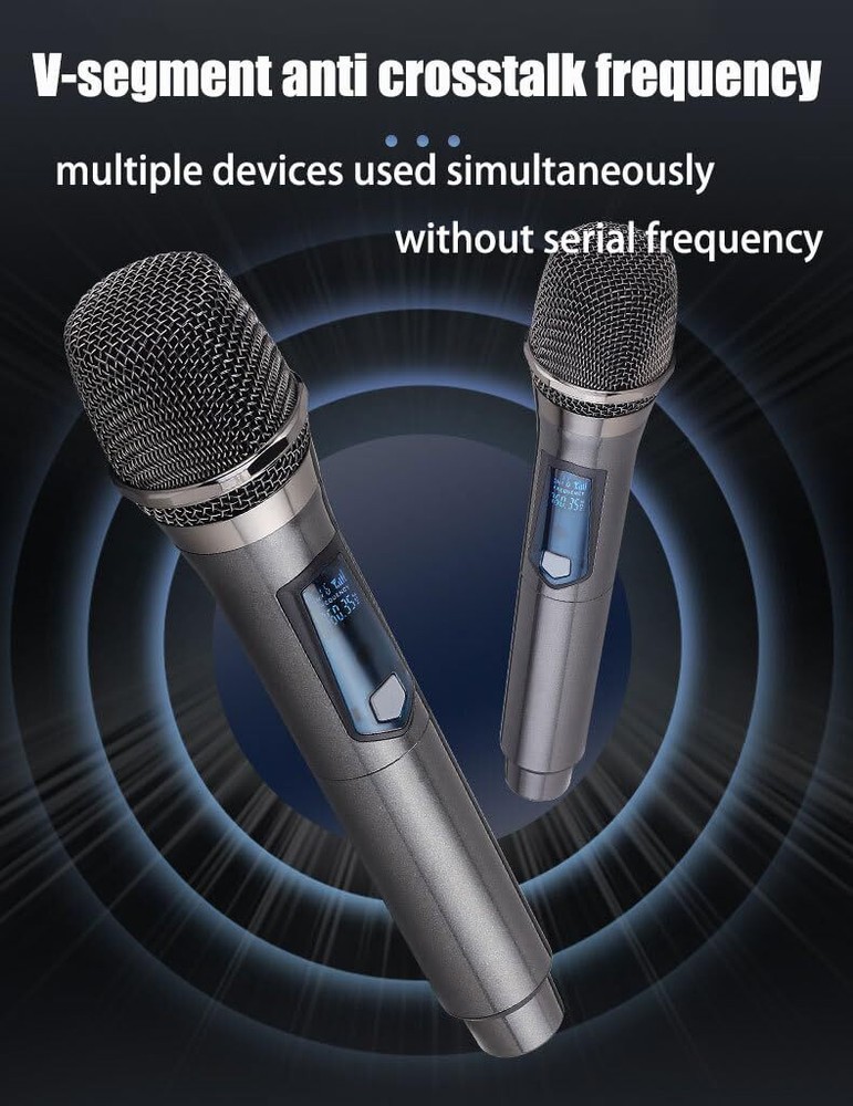 Wireless MicrophoneRechargeable Wireless Dual UHF MicrophoneDual Handheld Dyn...