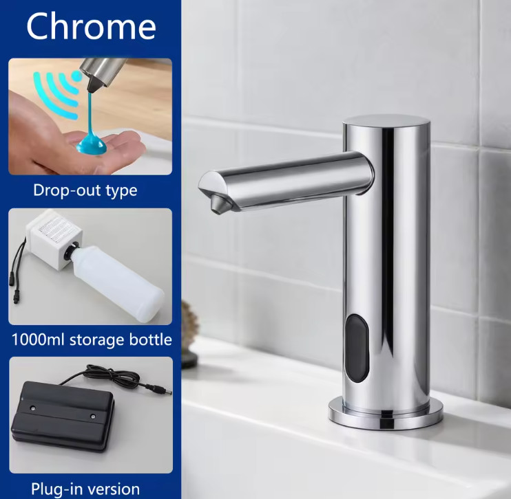 500ml Automatic Black Soap Dispenser Touchless Sensor Hand Sanitizer PlugBattery