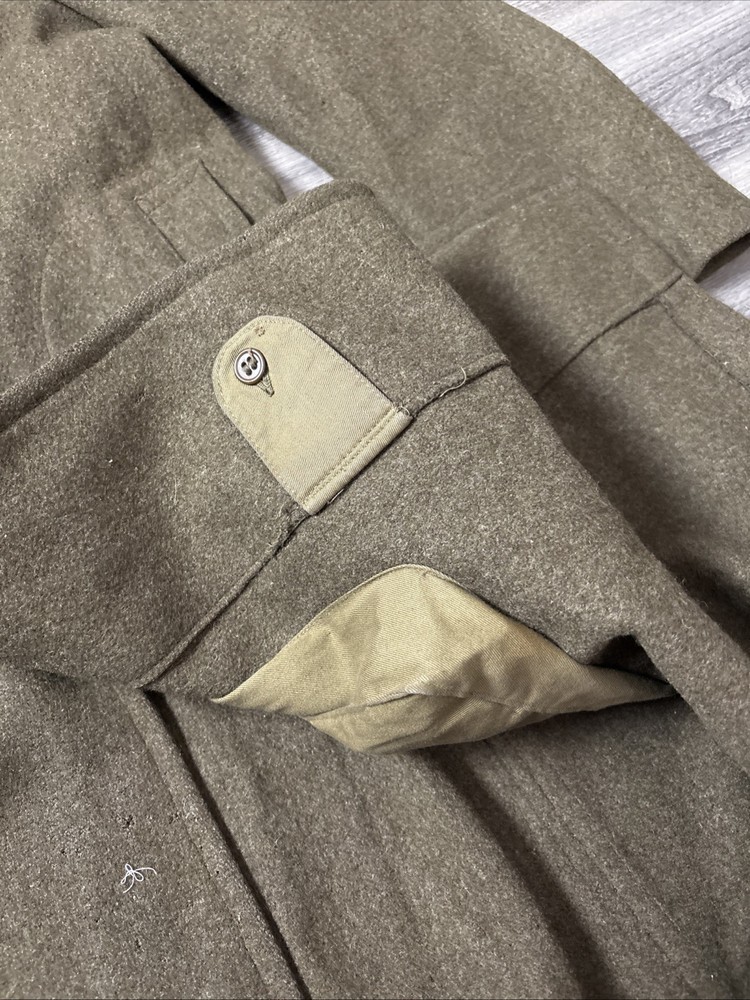 ORIGINAL WWII US ARMY WINTER M1938 GREATCOAT OVERCOAT- 34R + Gloves Handkerchief