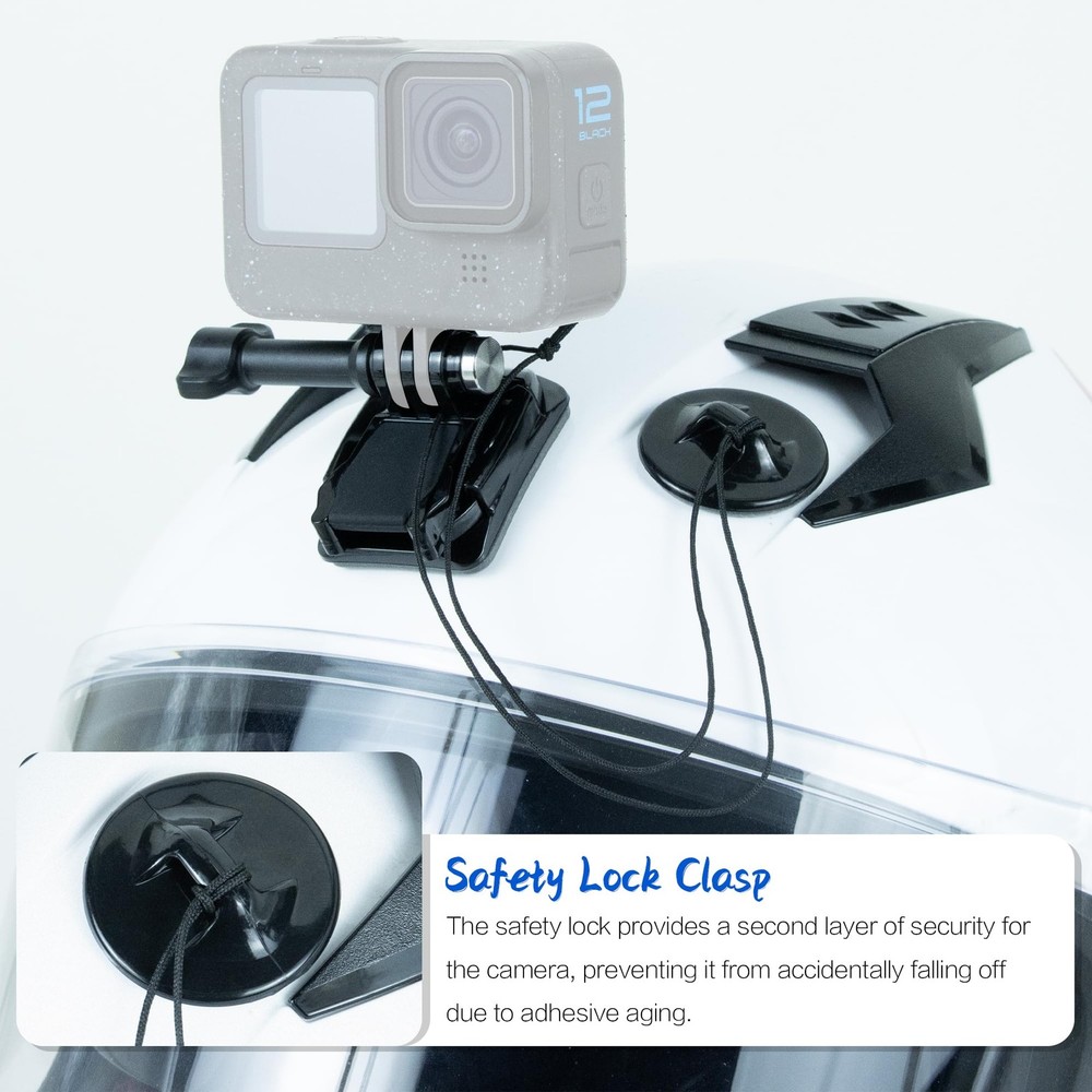 Helmet Motorcycle Windshield Adhesive Bracket Mount. Chest Strap Head Backpac...